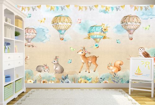T9253 Wallpaper Animals and balloons