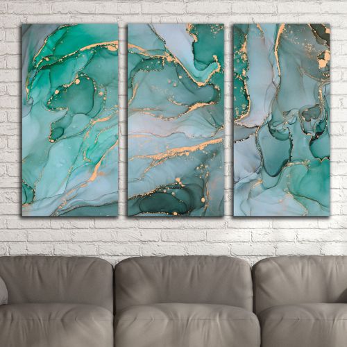 0987 Wall art decoration (set of 3 pieces) Abstraction with flowing colors