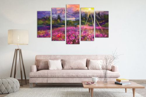 Canvas fine art decoration colorful mountain landscape purple