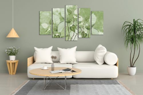 0750  Wall art decoration (set of 5 pieces) White orchids on brown background for bedroom