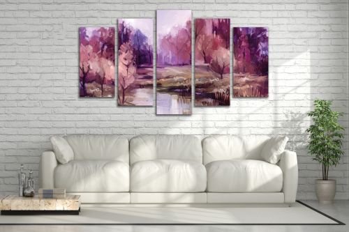 Canvas fine art decoration colorful mountain landscape purple