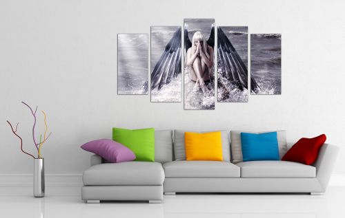 wall art decoration with angel-woman