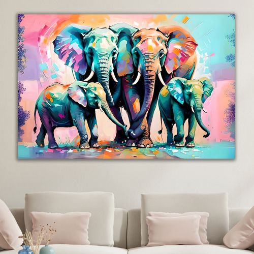 1031 Wall art decoration Elephants family