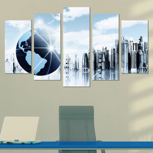 0230 Wall art decoration (set of 5 pieces) Business world